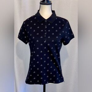 Women’s Calvin Klein Jeans all‎ over logo black polo size medium